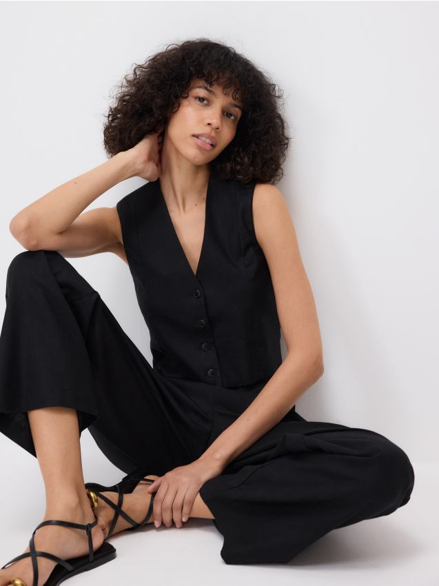Linen rich trousers with viscose blend - RESERVED