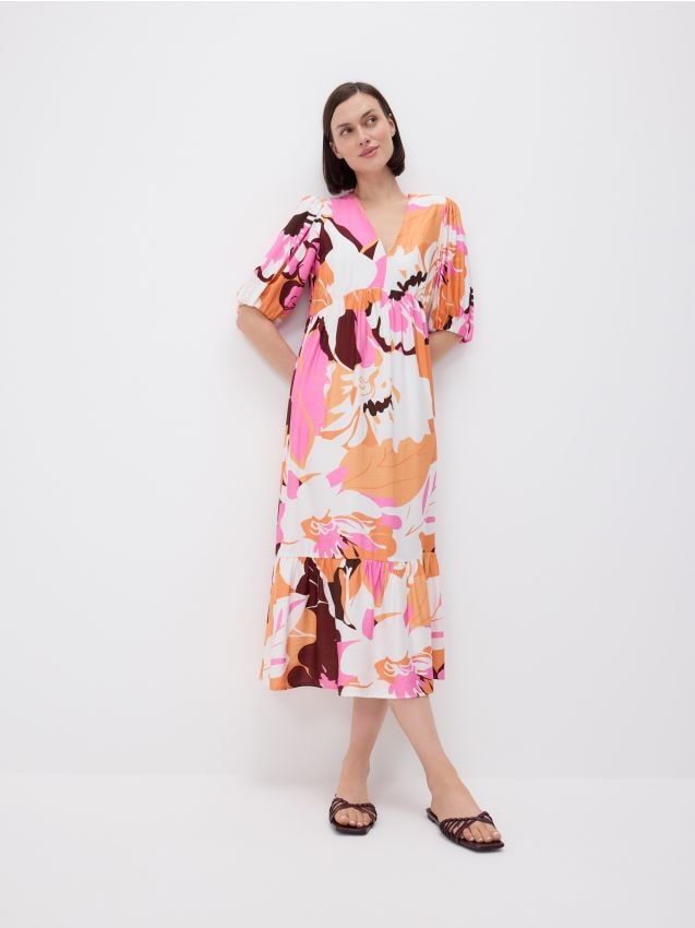 Robe midi en viscose majoritaire - RESERVED