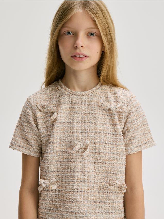 Reserved - Bluză din tweed - multicolor