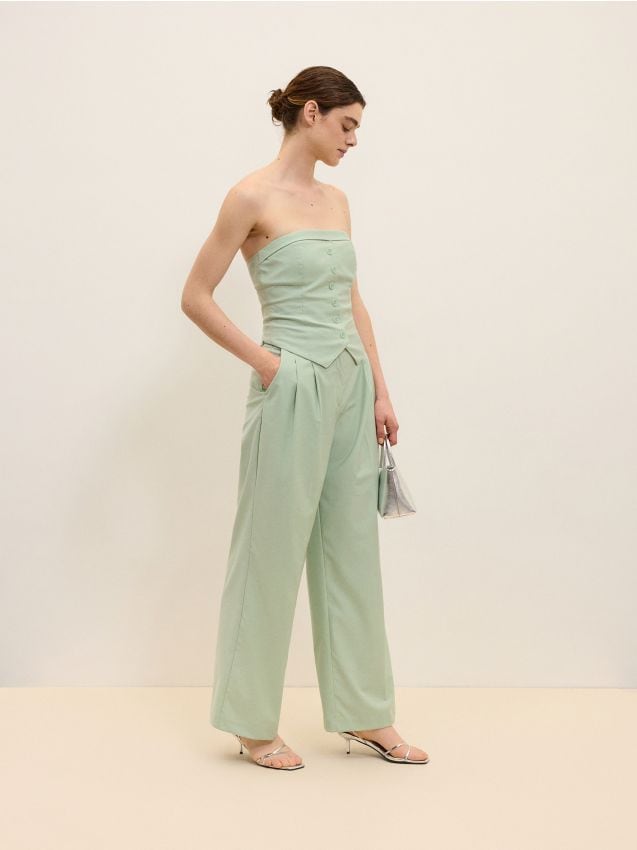 Reserved - pantaloni de costum cu adaos de viscoză - verde-pal