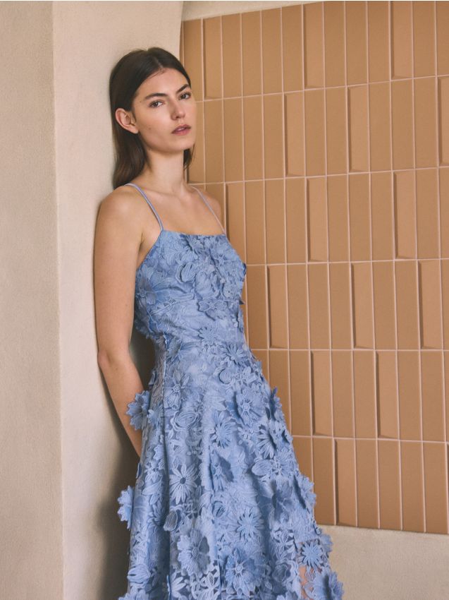 Dress with floral applique - RESERVED