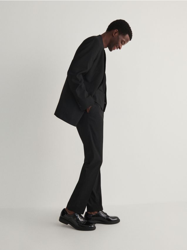 Reserved - Pantaloni clasici dungați - negru