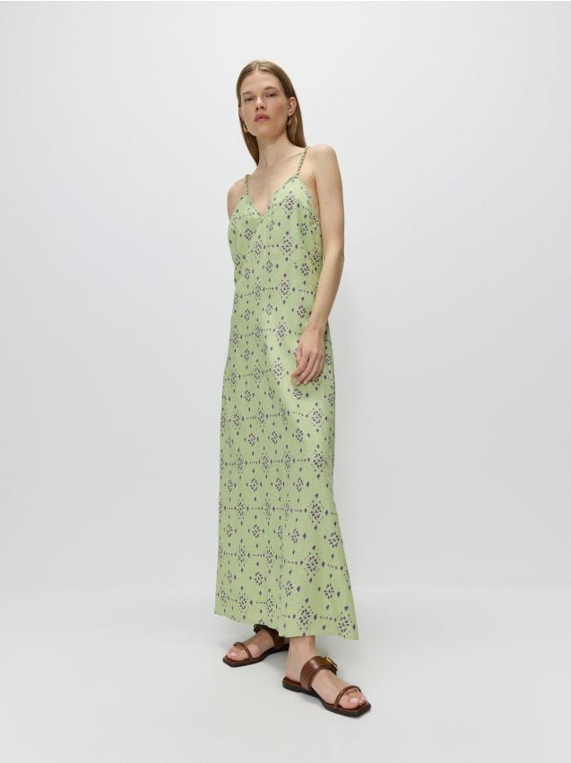 Reserved - Rochie maxi cu conținut ridicat de viscoză - verde-deschis