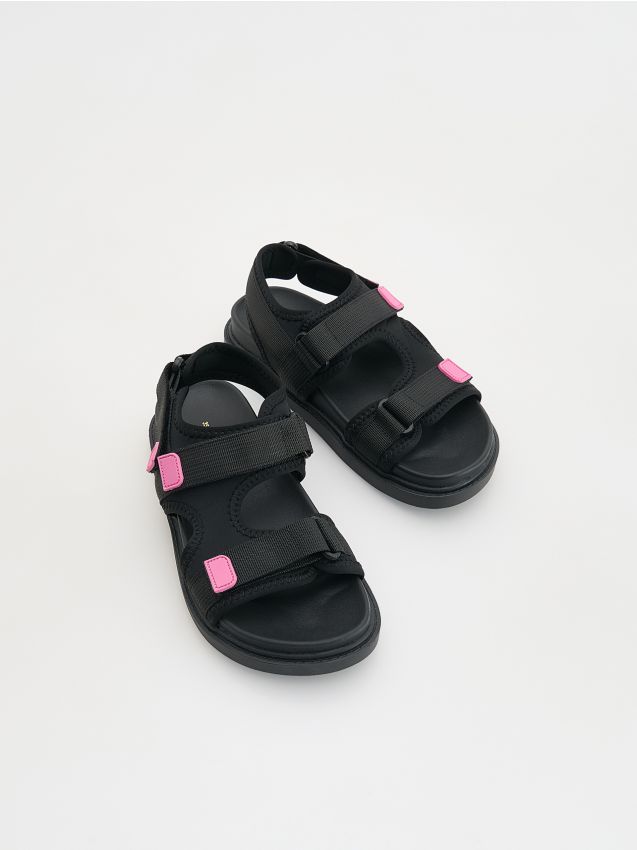 Reserved - Sandale din materiale combinate - negru