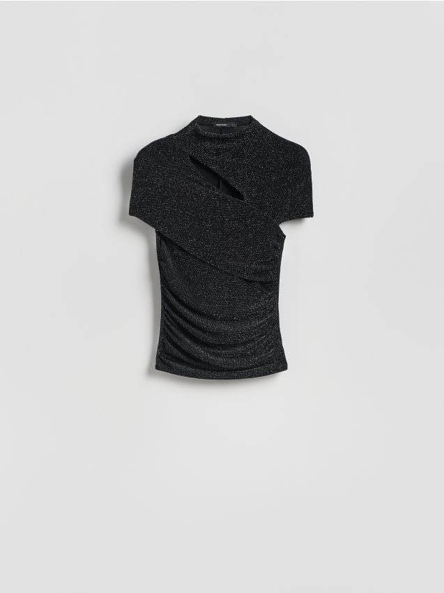 Reserved - Tricou cu efect metalic - negru