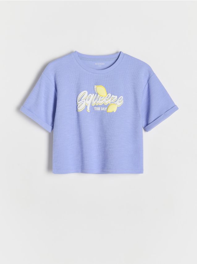 Reserved - Tricou cu imprimeu în relief - albastru-deschis
