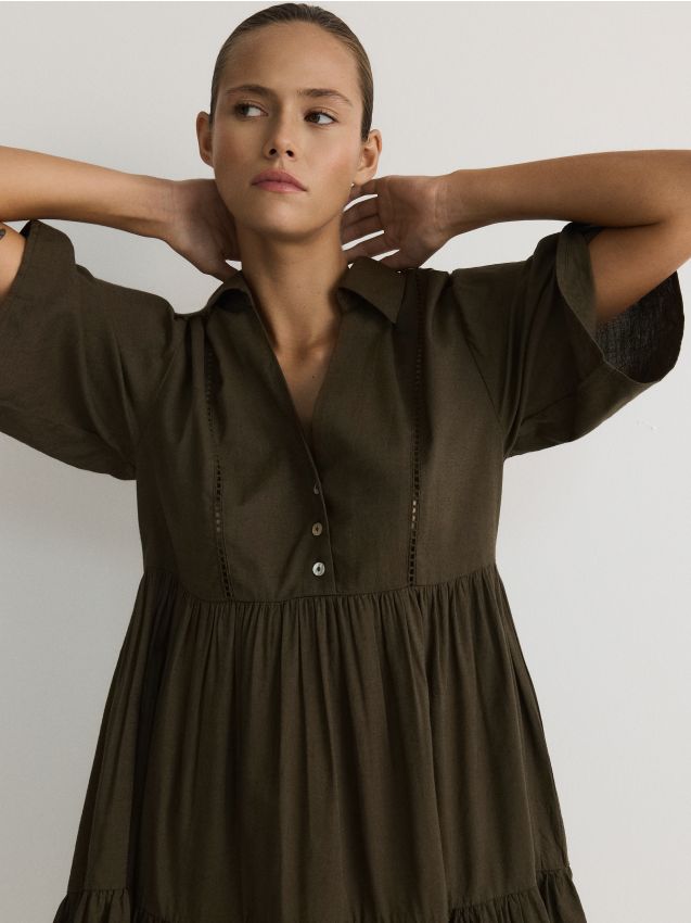 Reserved - ladies` dress - verde-oliv deschis