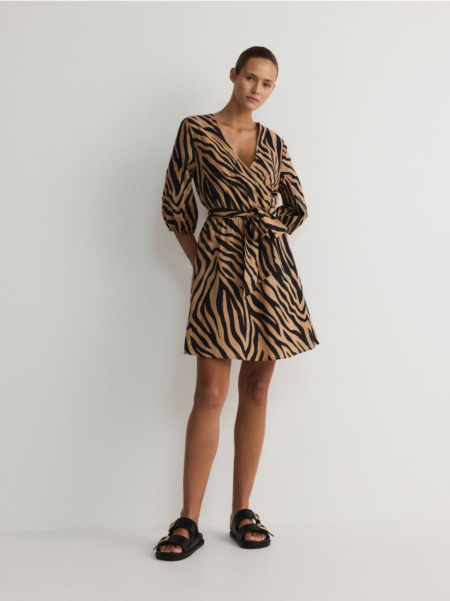 Reserved - Rochie cu model animal - maro