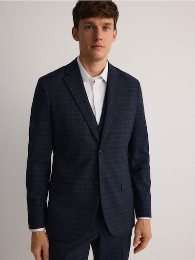 Slim fit blazer van een viscosemix