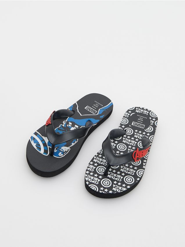 Reserved - Papuci flip-flop Marvel - negru