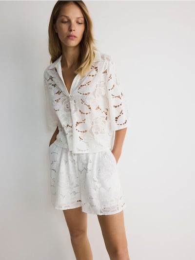 Cotton rich lace shorts