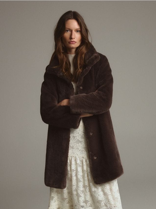 Reserved Reserved - Παλτό από οικολογική γούνα