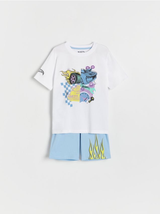 Reserved - set de pijamale hot wheels - alb