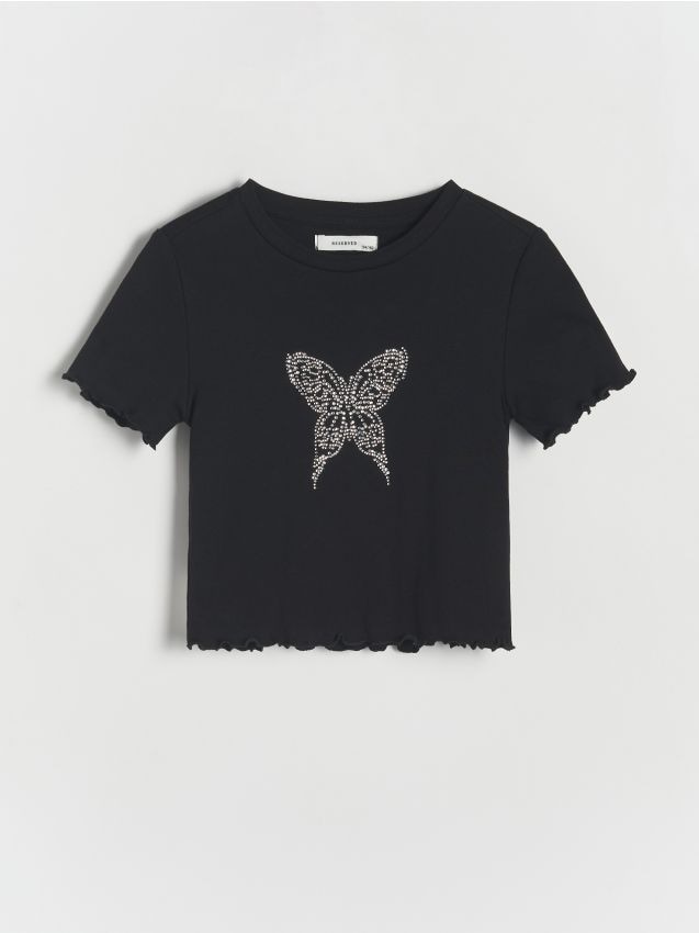 Reserved - tricou cu aplicație - negru