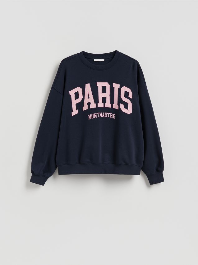 Tikitud loosungiga dressipluus kapuutsiga - RESERVED