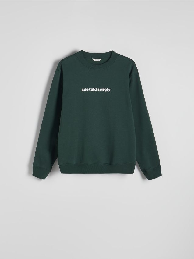 Sweatshirt with Christmas slogan - RESERVED