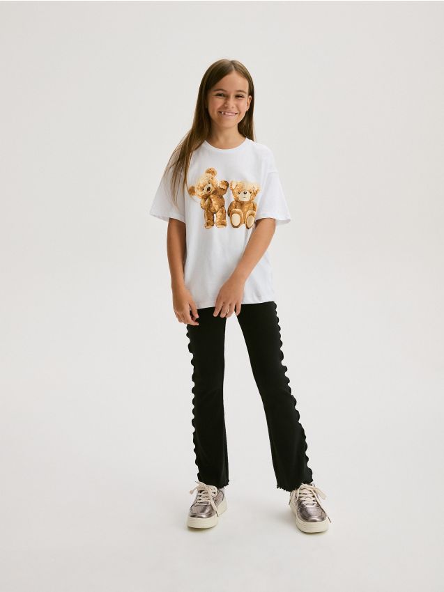 Flare trousers with ruffles - RESERVED