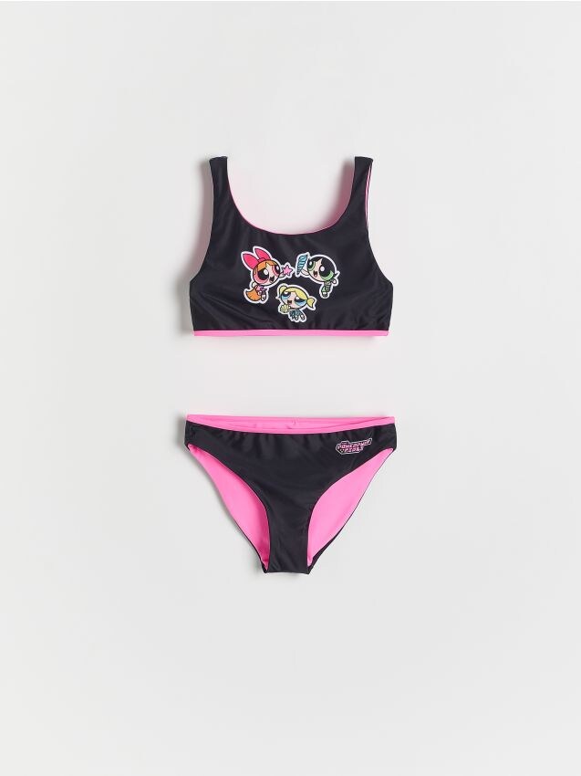 Reserved - Costum de baie reversibil Fetițele Powerpuff - negru