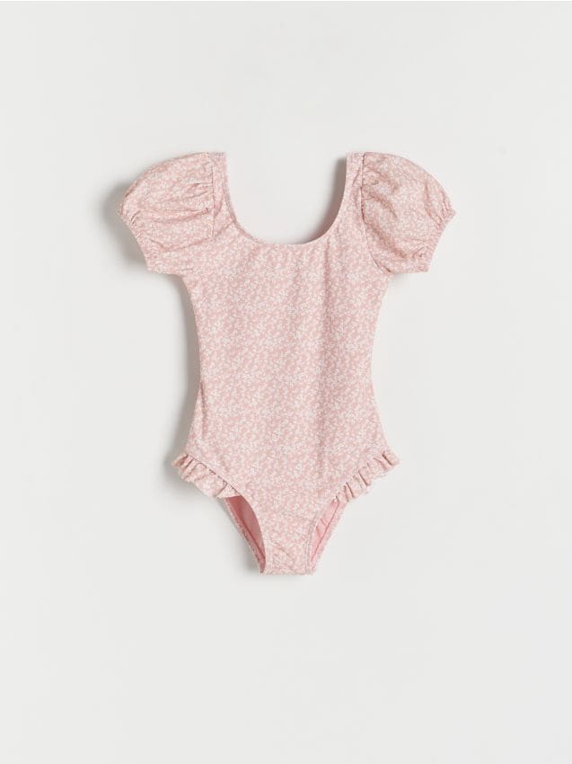Reserved - girls` swimming suit - roz-pudră