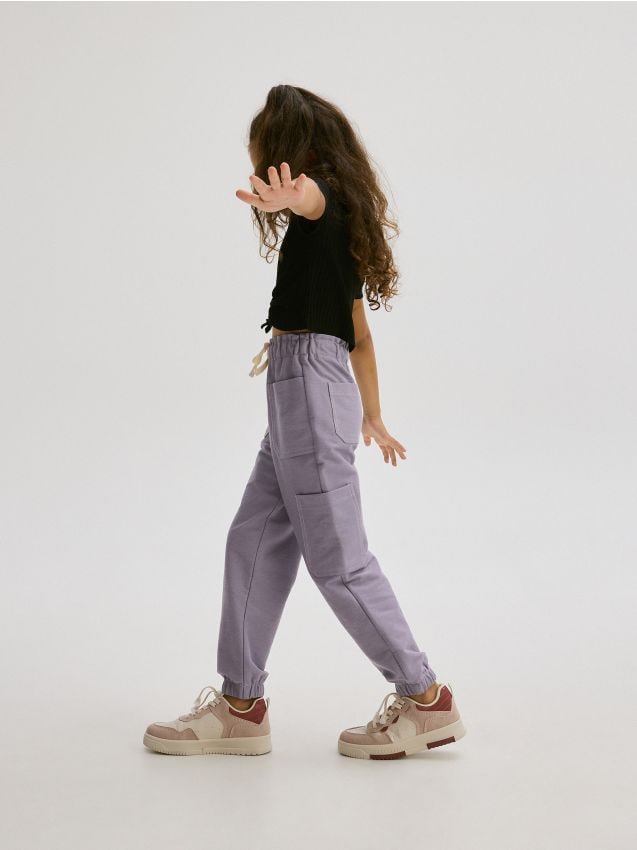 Reserved - pantaloni din tricot - violet-orhidee