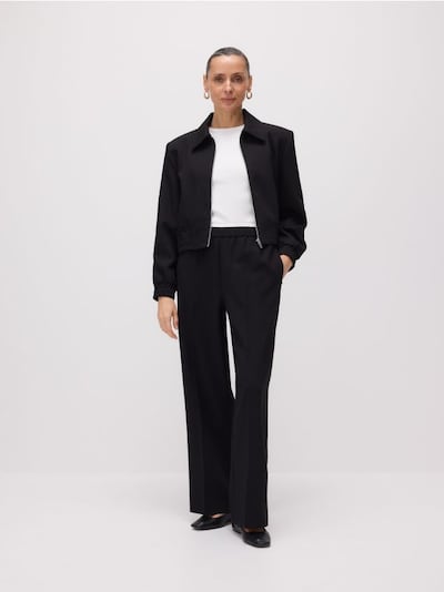 Wide-Leg-Hose mit kontrastierendem Bund