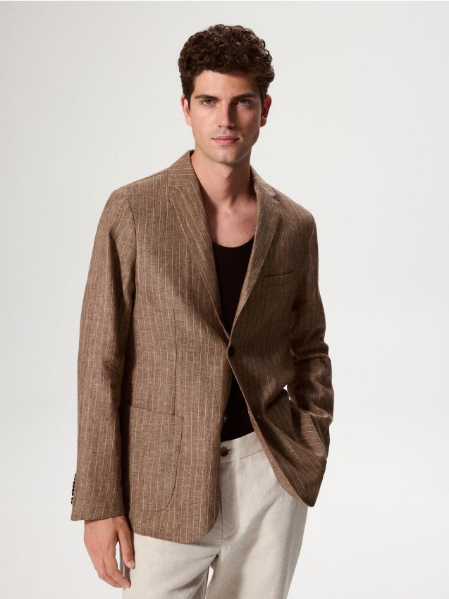 Linneblazer i regular fit - RESERVED