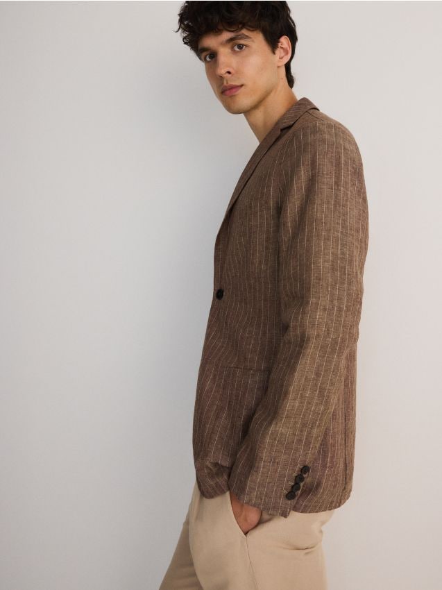 Regular fit linen blazer - RESERVED