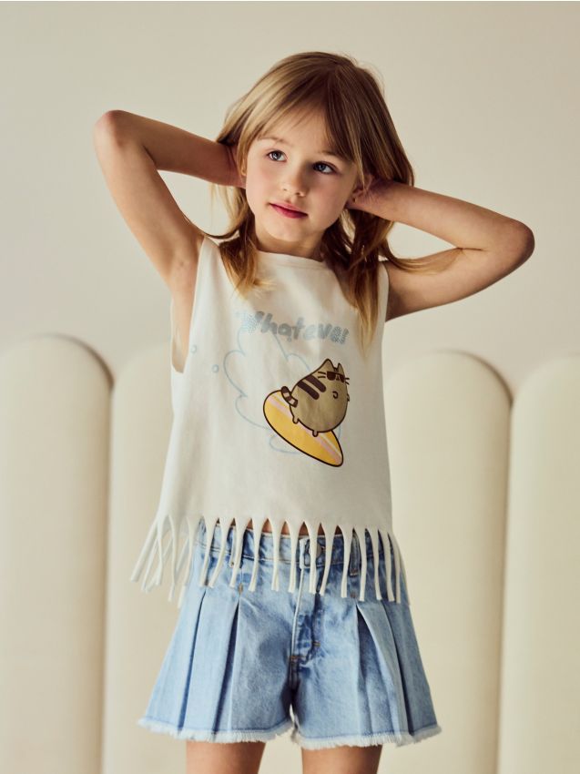Jeansshorts met plooien - RESERVED