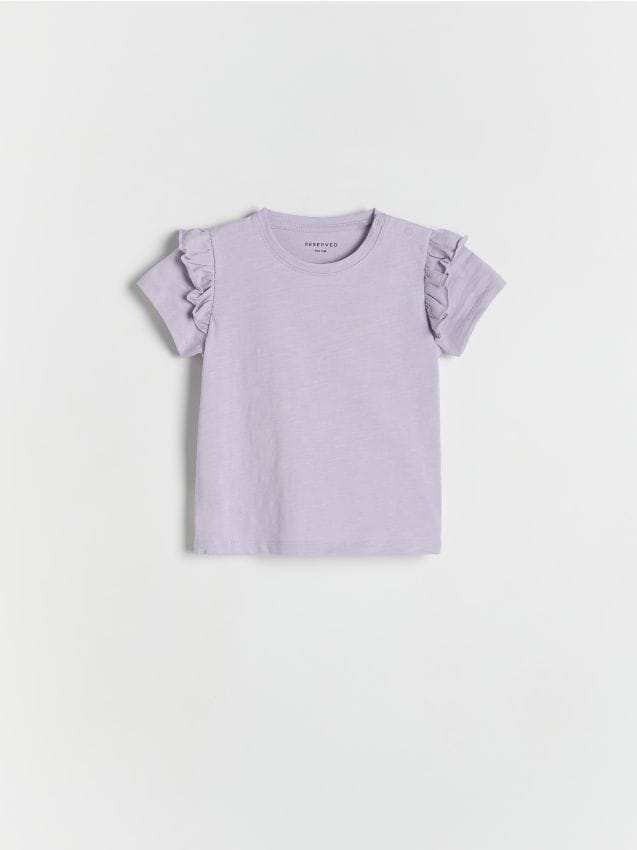 Cotton T-shirt with ruffle details - RESERVED