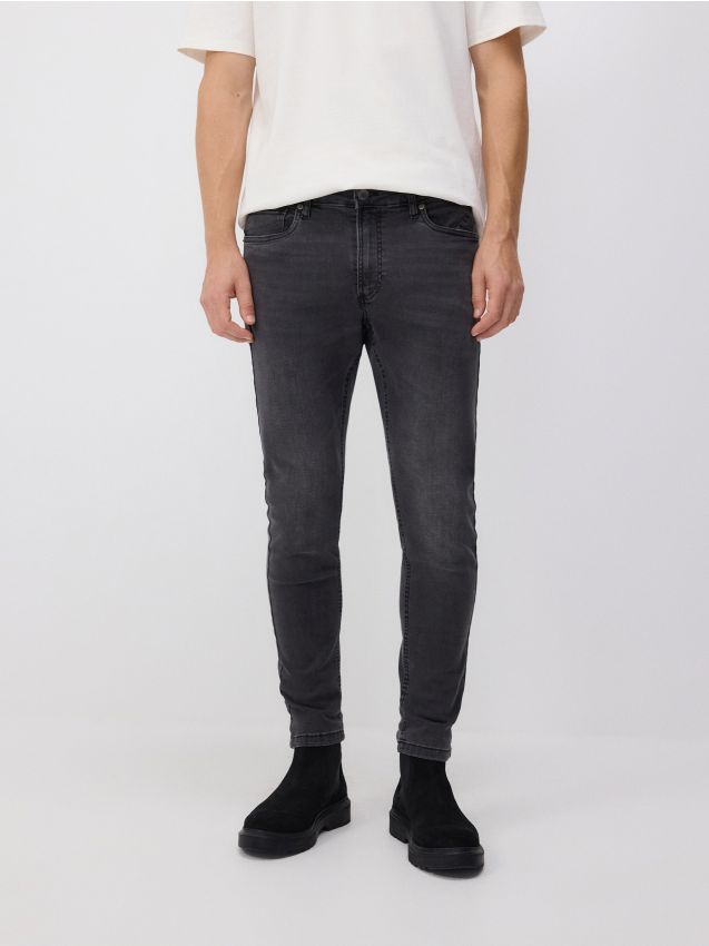 Reserved - Blugi skinny cu efect de prespălare - gri