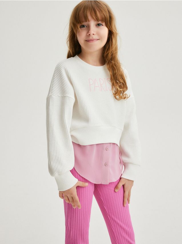 Reserved - GIRLS` JOGGING TOP - crem