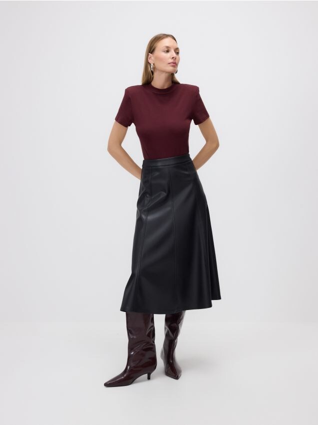 Jupe midi en cuir synthétique - RESERVED