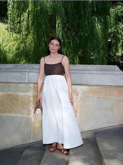 Linen blend midi dress