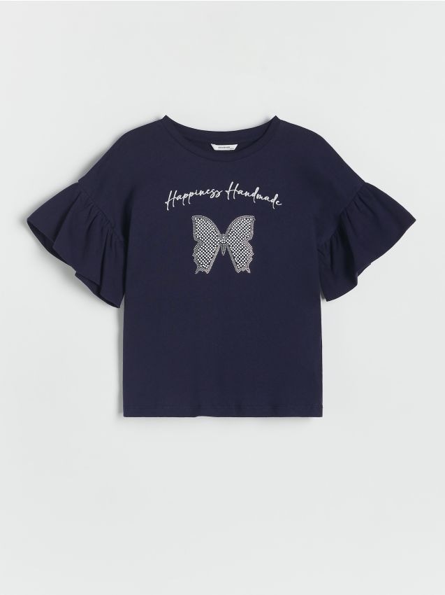 Reserved - tricou cu aplicație - bleumarin