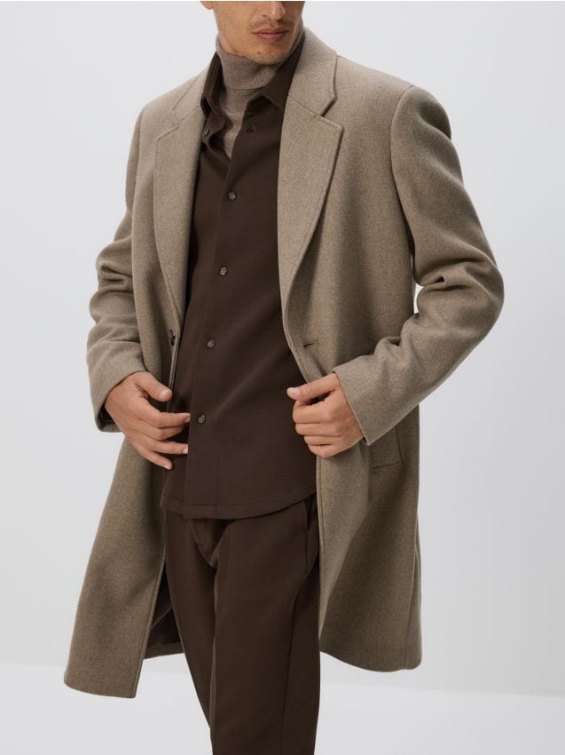 涼 91cm×122cm Płaszcz z domieszką wełny Kolor beżowy - RESERVED - 7098H-80M