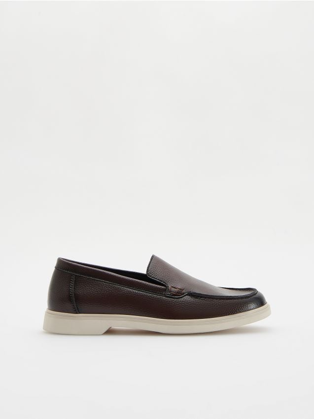 Reserved - pantofi sport din materiale combinate - maro