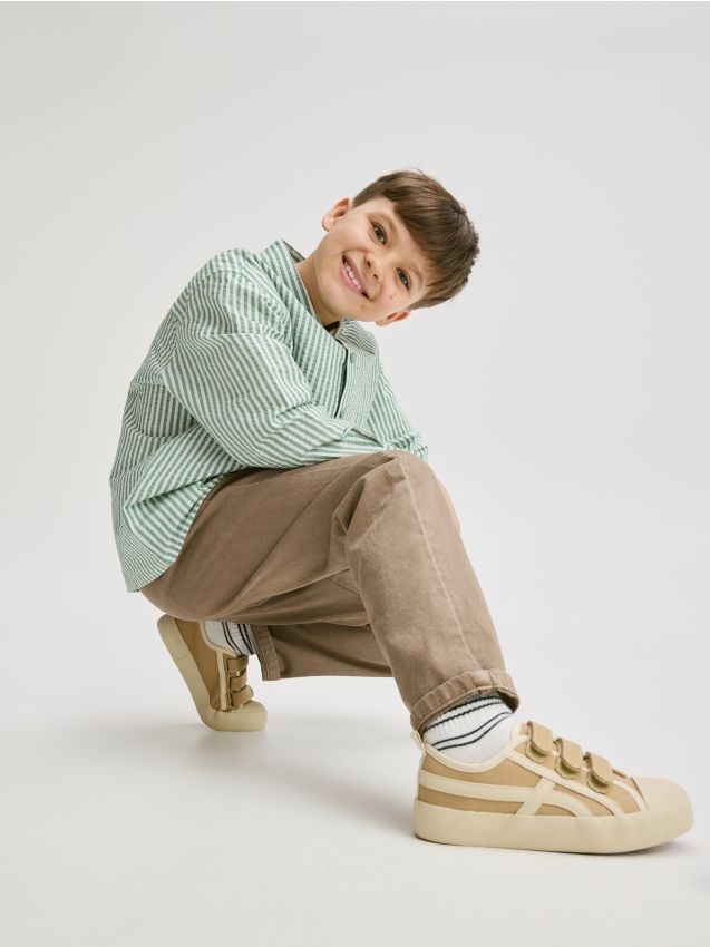 Cotton trainers with Velcro fastening - RESERVED