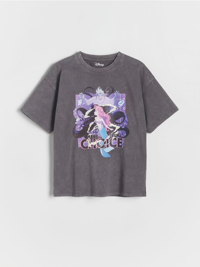 Reserved - t-shirt de bumbac mica sirenă - gri-închis