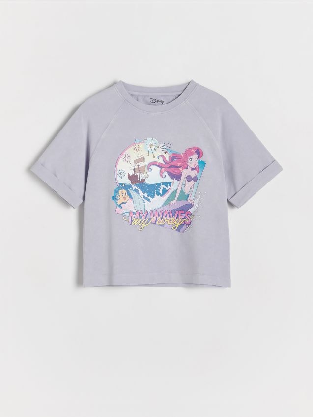 Reserved - tricou cu imprimeu the little mermaid - gri deschis
