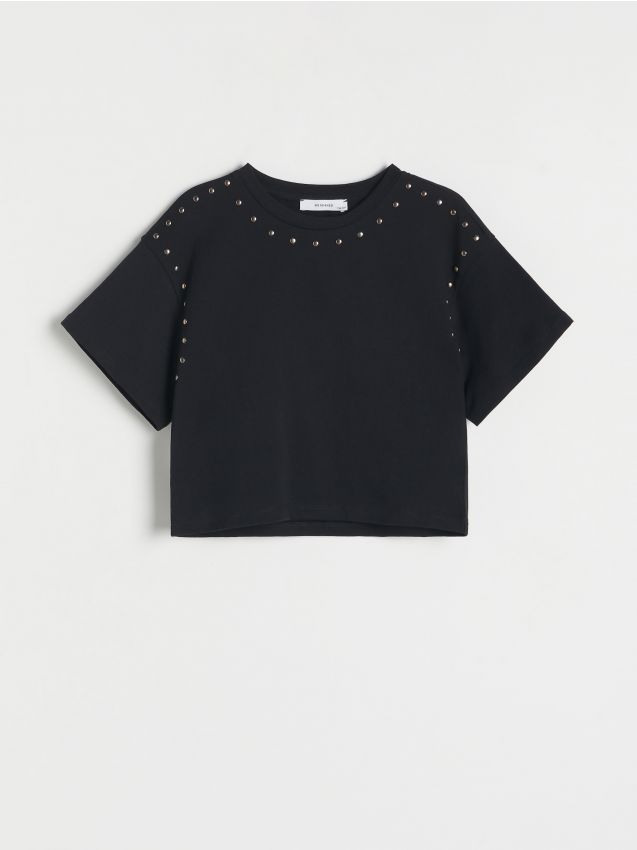 Reserved - girls` t-shirt - negru
