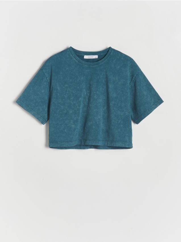 Reserved - tricou cu efect de prespălare - albastru-verzui