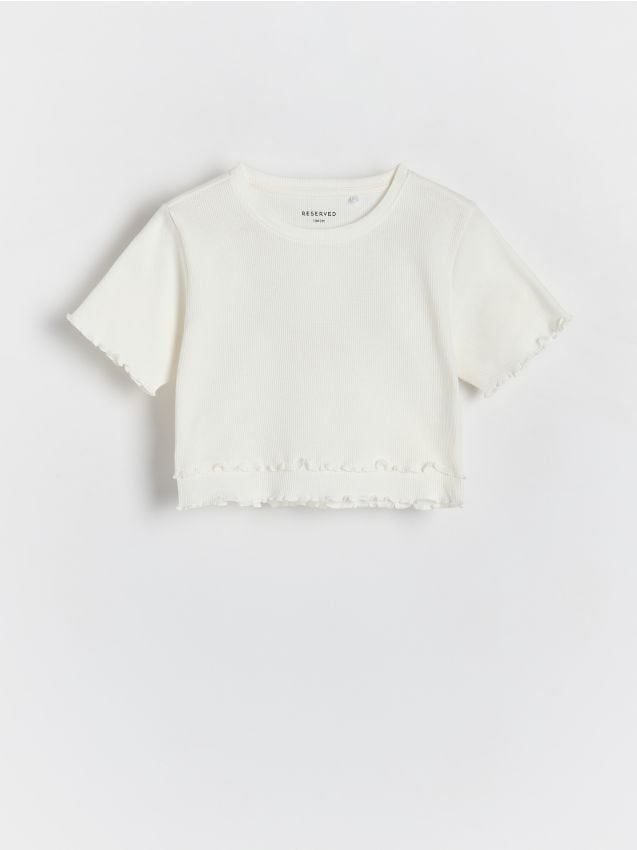 Reserved - tricou cu volănașe - crem
