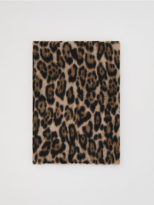 Reserved - Eșarfă cu imprimeu leopard - multicolor