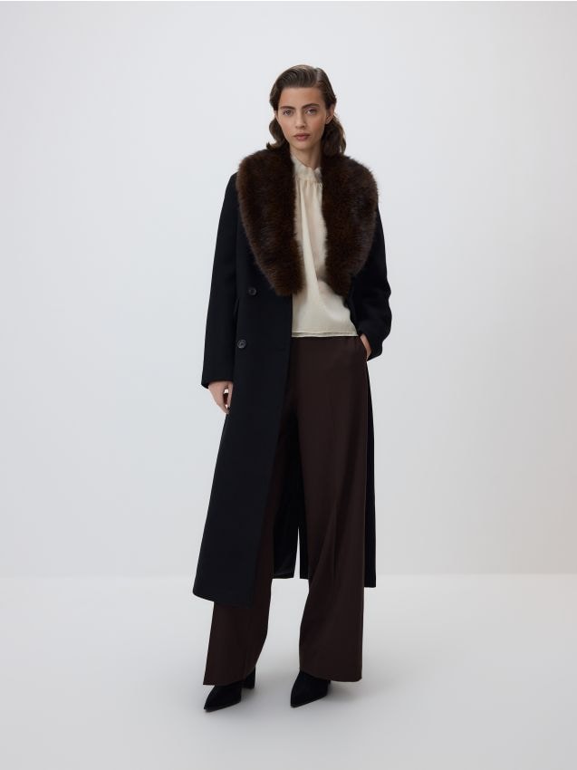 Reserved - Palton cu amestec de lână - negru