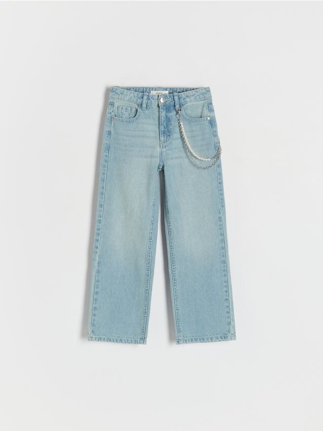 Reserved - GIRLS` JEANS TROUSERS & CHAIN - albastru