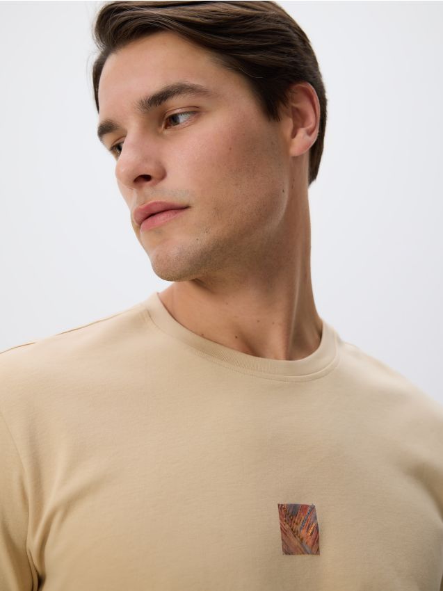 Reserved - Tricou regular cu imprimeu - bej