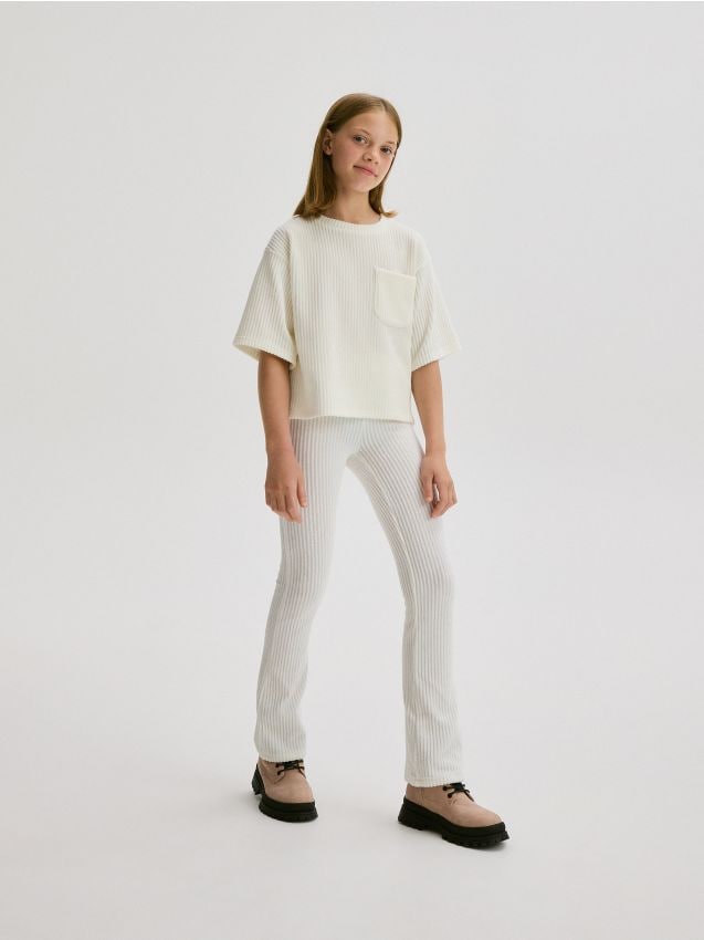 Reserved - GIRLS` TROUSERS - crem