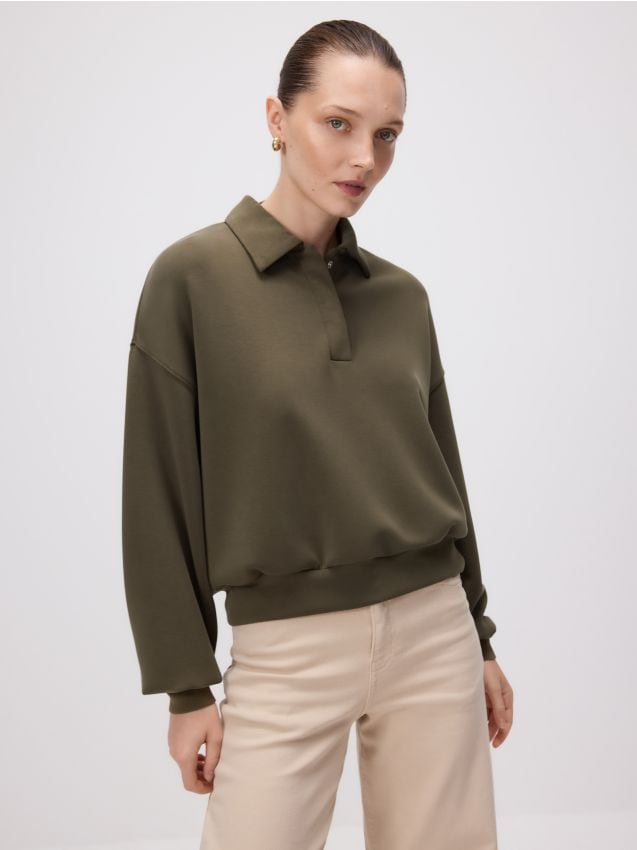 Poloshirt-Sweatshirt aus Modal - RESERVED