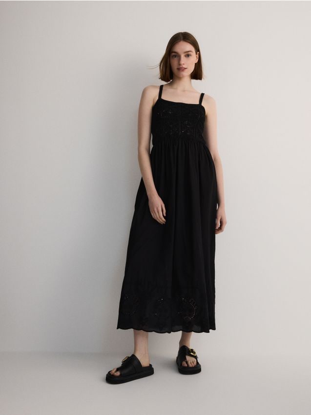 Reserved - rochie cu bretele - negru