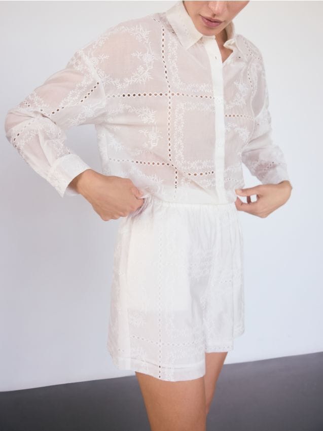 Eyelet lyocell shorts - RESERVED